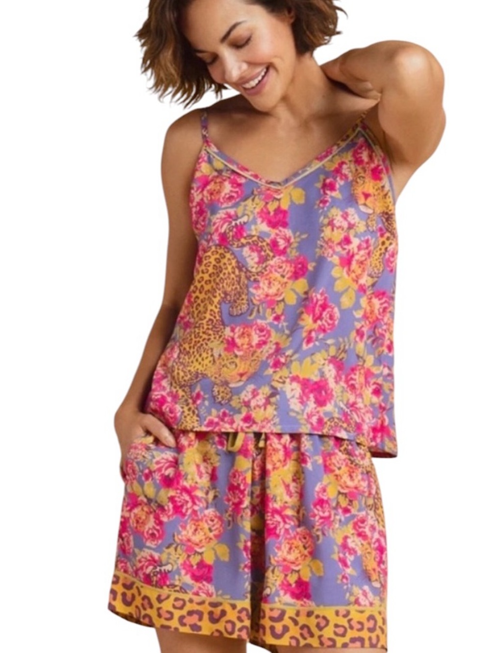 POWDER CAMI PYJAMA SET LAVENDER SASSY LEOPARD M